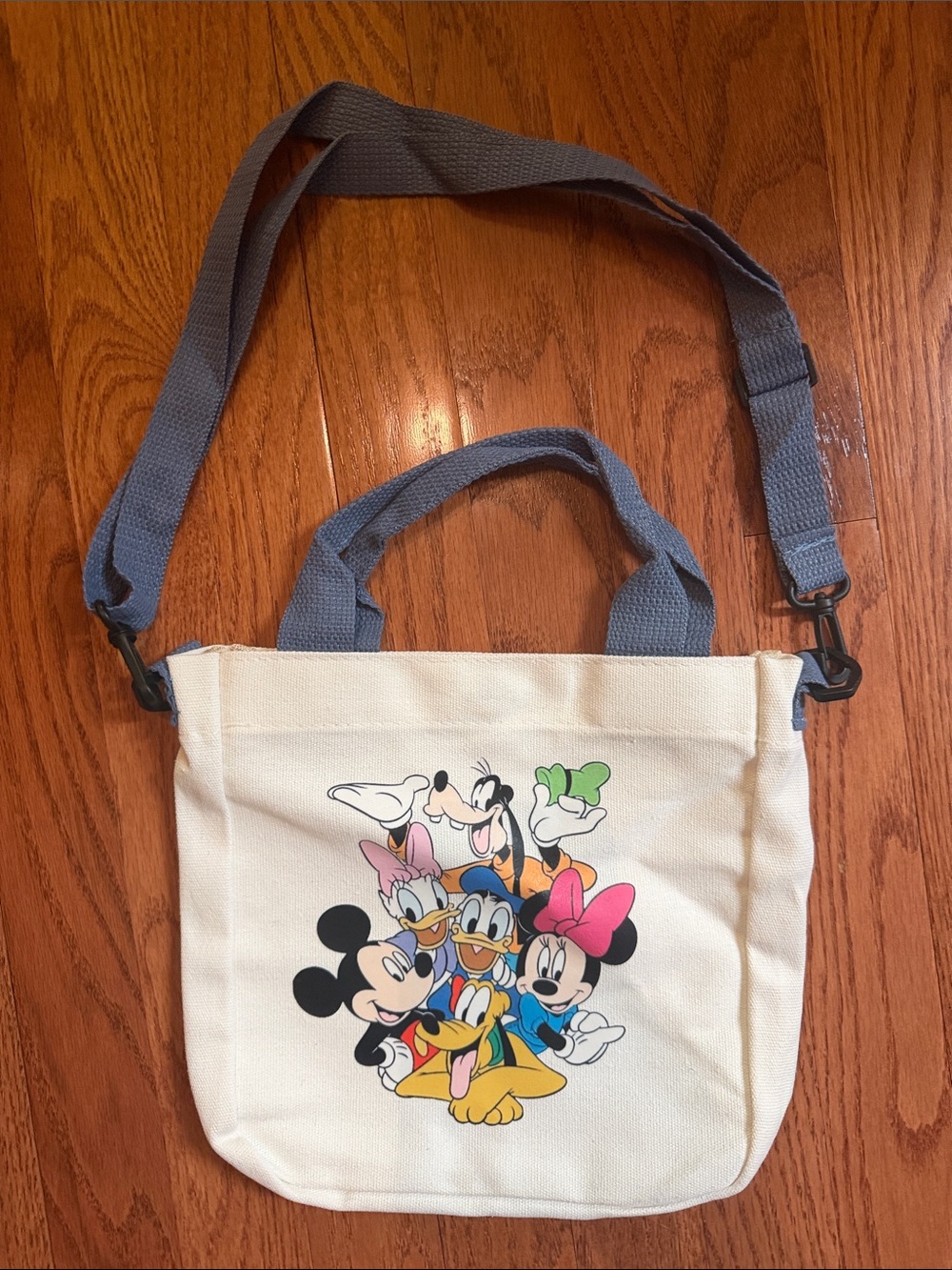 Disney Cream Canvas Tote with Blue Straps and Mickey & Friends Print